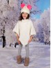 Kids Soft Faux Fur Poncho W/  Diagonal Pattern and Faux Fur Neckline (3-7 Years Old) 
